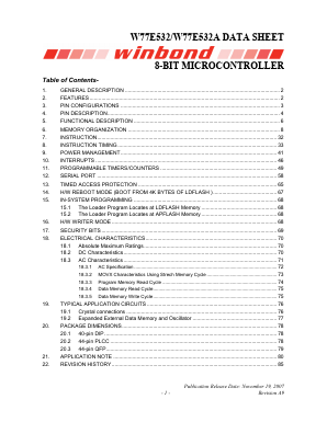 W77E532A40PL Datasheet PDF Winbond