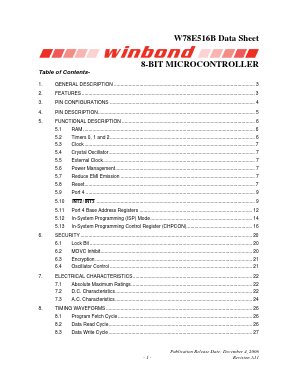 W78E516B40DL Datasheet PDF Winbond