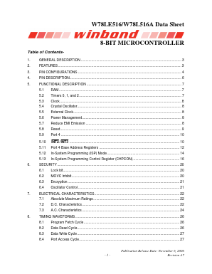W78LE516A24FL Datasheet PDF Winbond