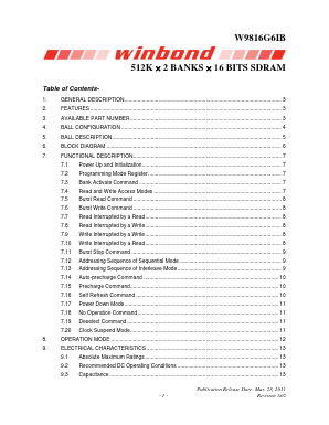 W9816G6IB Datasheet PDF Winbond