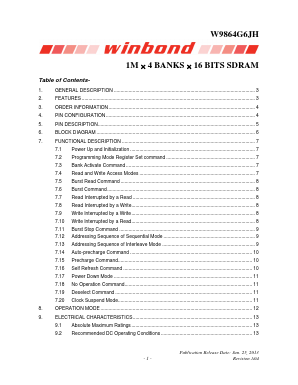 W9864G6JH Datasheet PDF Winbond