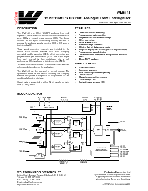 WM8148 Datasheet PDF Wolfson Microelectronics plc