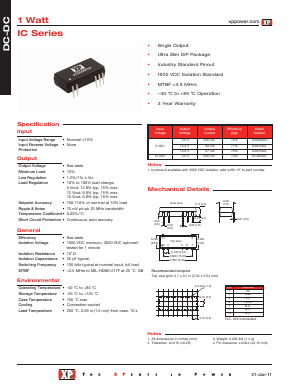 IC0505DA Datasheet PDF XP Power Limited