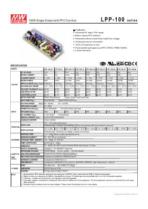LPP-100-3.3 Datasheet PDF XP Power Limited