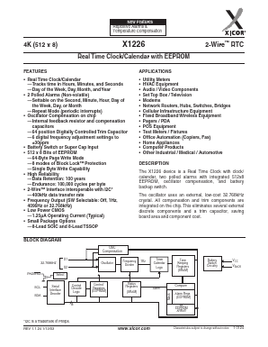 X1226V8I Datasheet PDF Xicor -> Intersil