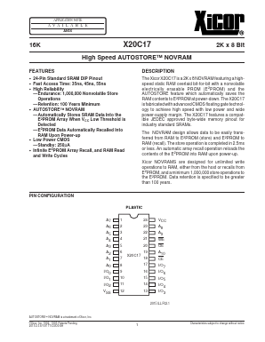 X20C17P-55 Datasheet PDF Xicor -> Intersil