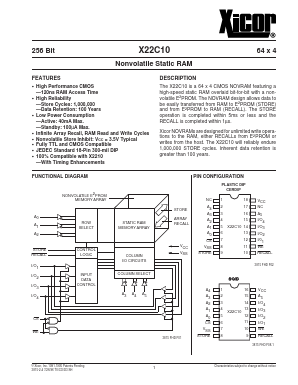 X22C10D Datasheet PDF Xicor -> Intersil