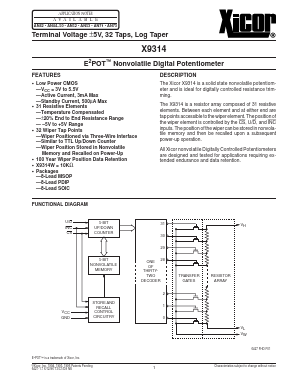 X9314WS3 Datasheet PDF Xicor -> Intersil