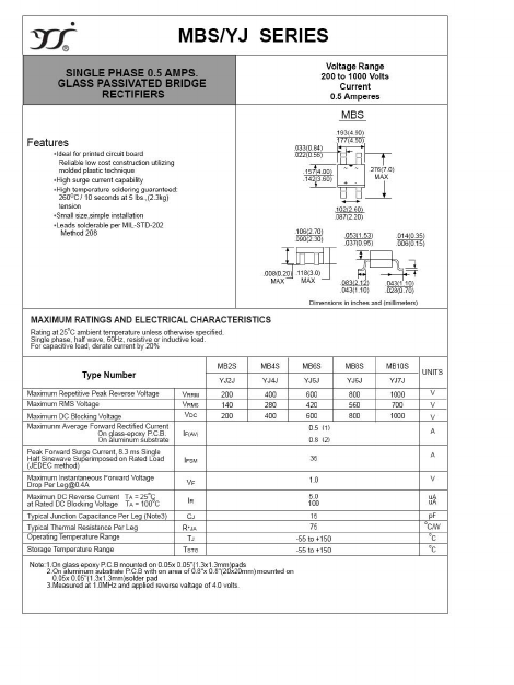 MBS-YJ Datasheet PDF Yangzhou yangjie electronic co., Ltd