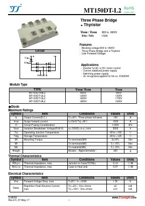 MT150DT18L2 Datasheet PDF Yangzhou yangjie electronic co., Ltd