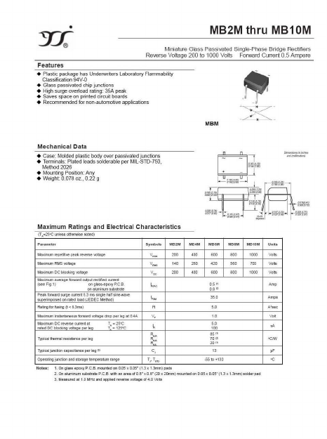 MB4M Datasheet PDF Yangzhou yangjie electronic co., Ltd