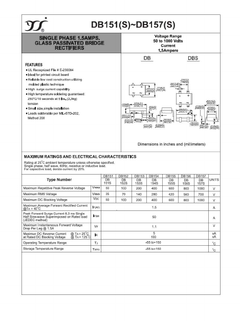 DB156 Datasheet PDF Yangzhou yangjie electronic co., Ltd