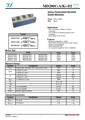MD200C08D2 Datasheet PDF Yangzhou yangjie electronic co., Ltd