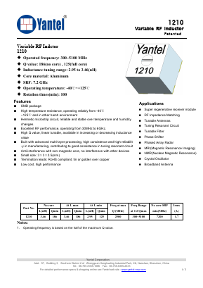1210 Datasheet PDF Yantel Corporation