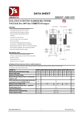 SB820F Datasheet PDF Yea Shin Technology Co., Ltd