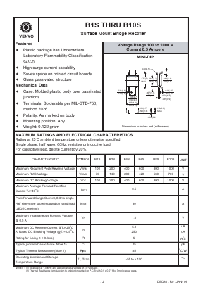 B4S Datasheet PDF YENYO TECHNOLOGY Co., Ltd