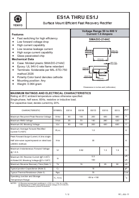 ES1B Datasheet PDF YENYO TECHNOLOGY Co., Ltd