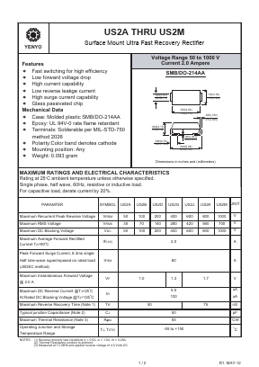 US2J Datasheet PDF YENYO TECHNOLOGY Co., Ltd