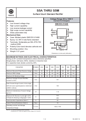S5J Datasheet PDF YENYO TECHNOLOGY Co., Ltd