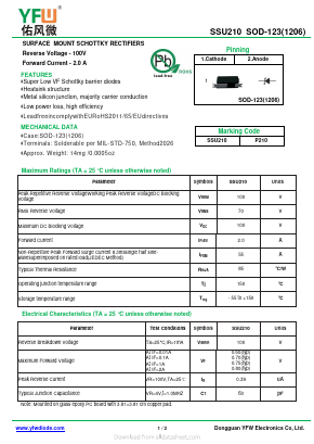 SSU210 Datasheet PDF DONGGUAN YOU FENG WEI ELECTRONICS CO., LTD