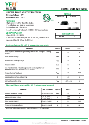 SSU14 Datasheet PDF DONGGUAN YOU FENG WEI ELECTRONICS CO., LTD