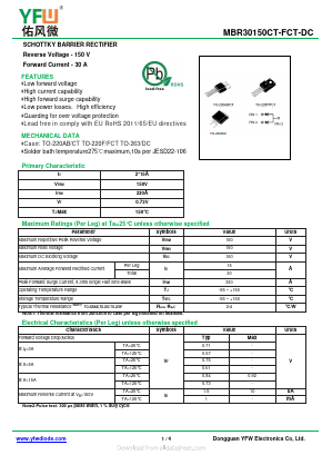 MBR30150DC Datasheet PDF DONGGUAN YOU FENG WEI ELECTRONICS CO., LTD
