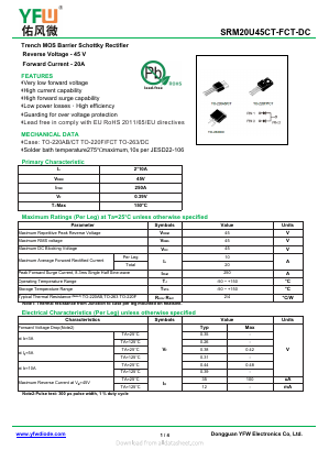 SRM20U45DC Datasheet PDF DONGGUAN YOU FENG WEI ELECTRONICS CO., LTD