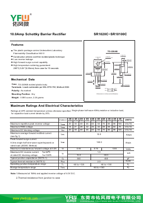 SR1020C-TO220AB Datasheet PDF DONGGUAN YOU FENG WEI ELECTRONICS CO., LTD