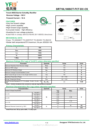 SRT10L100SCT Datasheet PDF DONGGUAN YOU FENG WEI ELECTRONICS CO., LTD