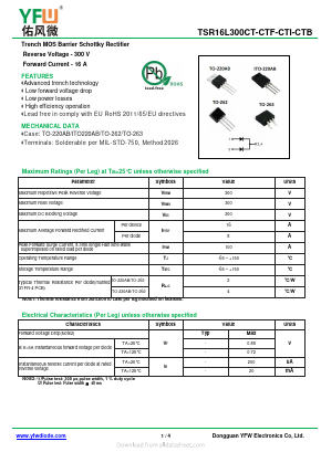 TSR16L300CTI Datasheet PDF DONGGUAN YOU FENG WEI ELECTRONICS CO., LTD