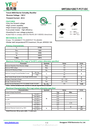 SRT20U120DC-R Datasheet PDF DONGGUAN YOU FENG WEI ELECTRONICS CO., LTD