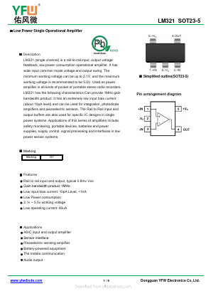 LM321 Datasheet PDF DONGGUAN YOU FENG WEI ELECTRONICS CO., LTD