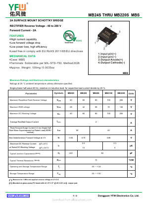 MB28S Datasheet PDF DONGGUAN YOU FENG WEI ELECTRONICS CO., LTD