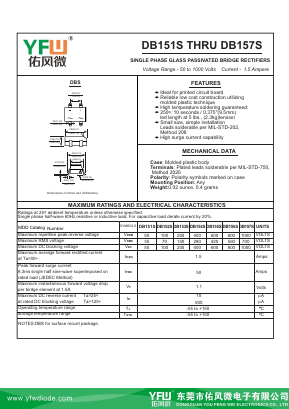 DB156S Datasheet PDF DONGGUAN YOU FENG WEI ELECTRONICS CO., LTD