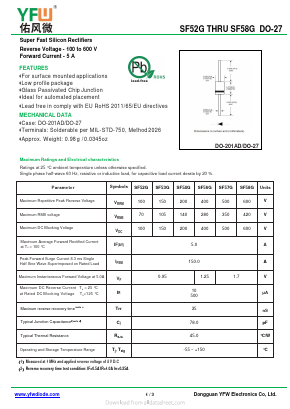 SF53G Datasheet PDF DONGGUAN YOU FENG WEI ELECTRONICS CO., LTD
