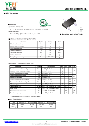 2SC3356-R24 Datasheet PDF DONGGUAN YOU FENG WEI ELECTRONICS CO., LTD