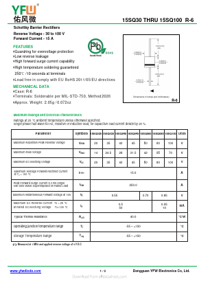 15SQ060 Datasheet PDF DONGGUAN YOU FENG WEI ELECTRONICS CO., LTD