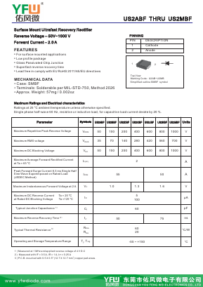 US2MF Datasheet PDF DONGGUAN YOU FENG WEI ELECTRONICS CO., LTD