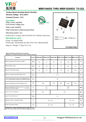 MBR1040DS Datasheet PDF DONGGUAN YOU FENG WEI ELECTRONICS CO., LTD