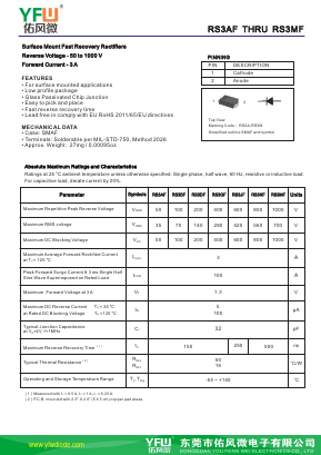 RS3KF Datasheet PDF DONGGUAN YOU FENG WEI ELECTRONICS CO., LTD