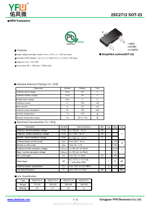 2SC2712-Y Datasheet PDF DONGGUAN YOU FENG WEI ELECTRONICS CO., LTD