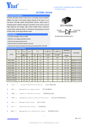 SS320SMA Datasheet PDF Shanghai Yint Electronic Co., Ltd.