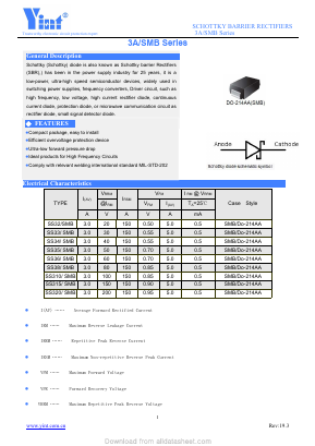 SS320SMB Datasheet PDF Shanghai Yint Electronic Co., Ltd.