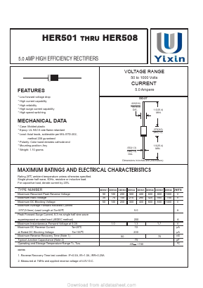 HER502 Datasheet PDF Shenzhen Yixinwei Technology Co., Ltd.