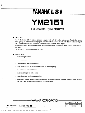 YM2151 Datasheet PDF Yamaha Corporation