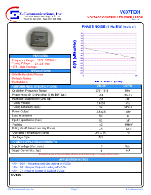 V607TE01 Datasheet PDF Z-Communications, Inc
