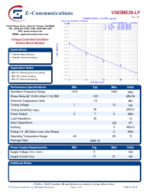 V585ME29-LF Datasheet PDF Z-Communications, Inc