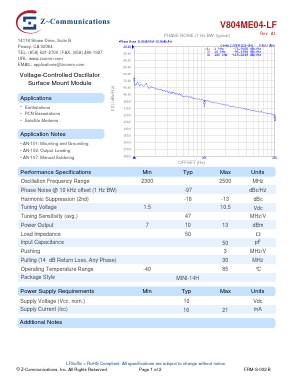 V804ME04-LF Datasheet PDF Z-Communications, Inc