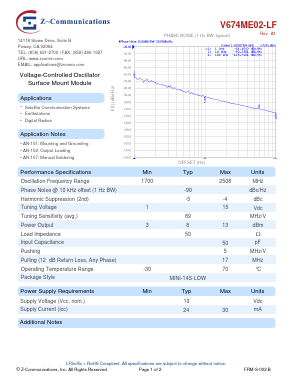 V674ME02-LF Datasheet PDF Z-Communications, Inc