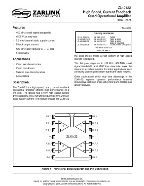 ZL40122DCA Datasheet PDF Zarlink Semiconductor Inc